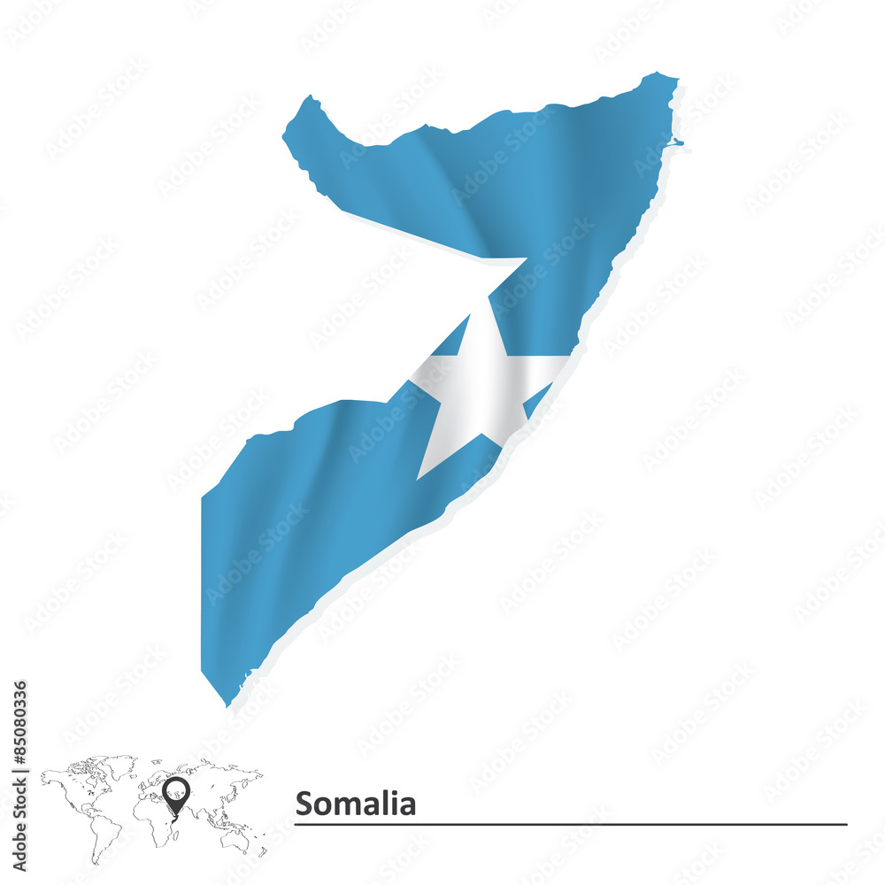 Map Of Somalia With Flag Stock Vector Adobe Stock   1000 F 85080336 TsKO4cpEAtREwp20OUtFb9ooFFpEO5b8 