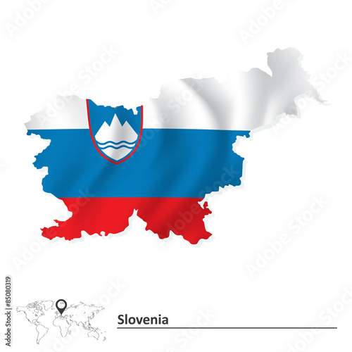 Obraz na plátně Map of Slovenia with flag