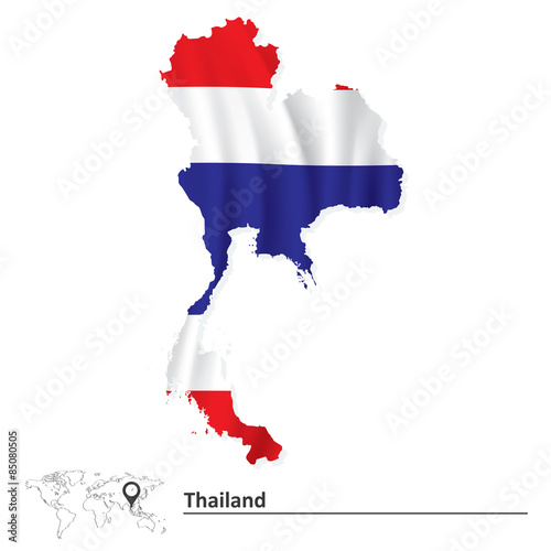 Map of Thailand with flag