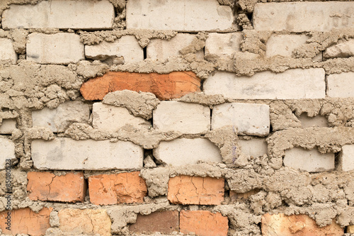 Messy Old Concrete Bricked Wall photo