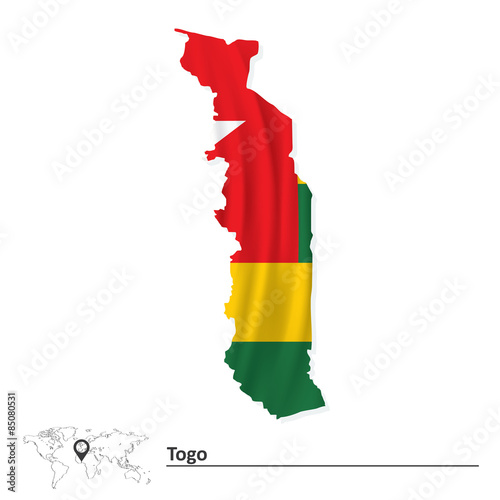 Map of Togo with flag