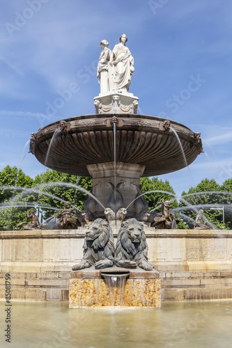 Portrait view of Fountain at La Rotonde in Aix-en-Provence