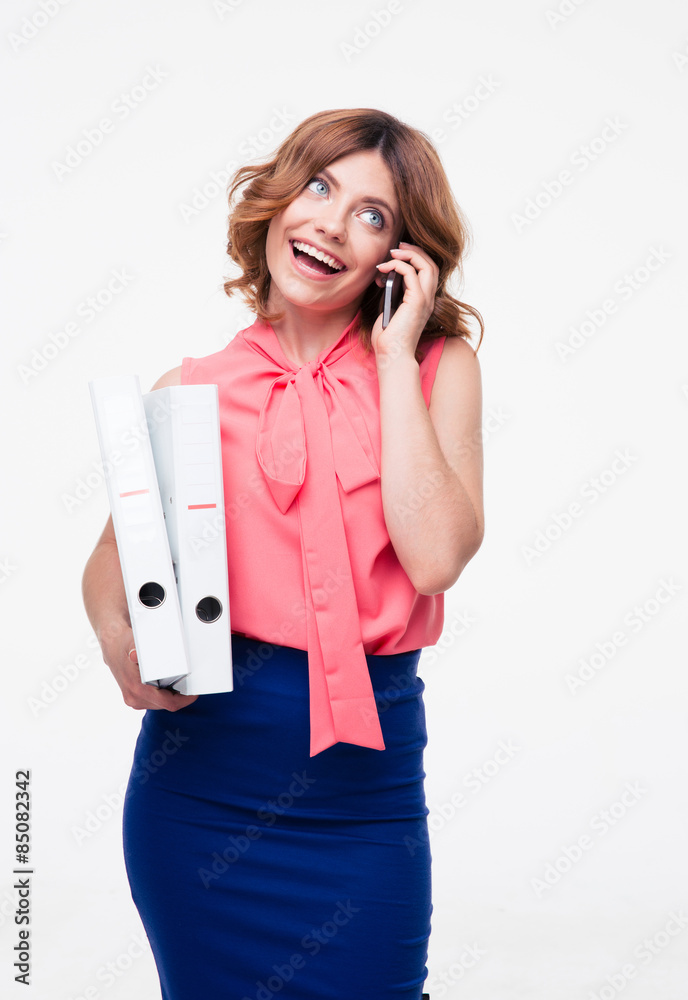 Smiling businesswoman talking on the phone Smiling businesswoman talking on the phone