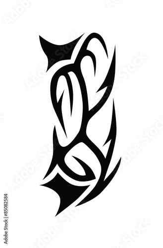 Fototapeta Naklejka Na Ścianę i Meble -  Tribal tattoo vector designs sketch. Simple abstract black ornament on white background. Designer isolated art element for ideas decorating the body of women, men and girls arm, leg.