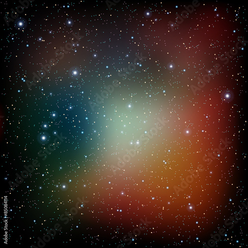 Colorful Universe filled with stars nebula and galaxy