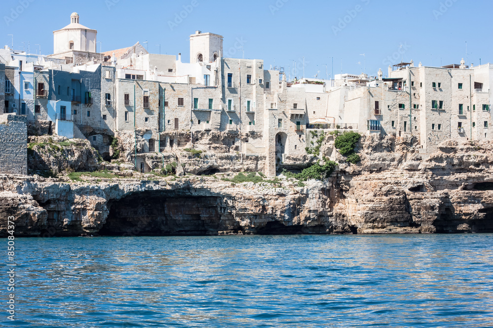 Polignano a Mare panorama from sea view