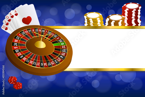 Background blue gold casino roulette cards chips craps 