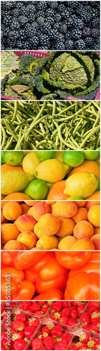 Vertical vegetable rainbow collage