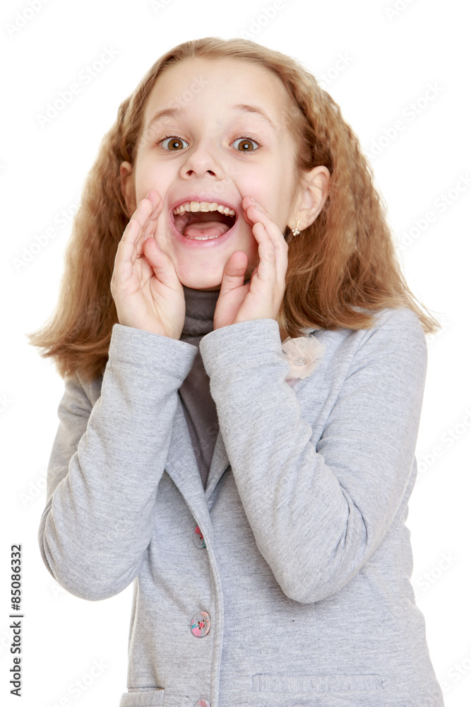 teenage girl yells loudly putting her hands to face teenage girl yells loudly putting her hands to face