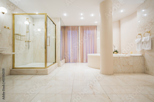 Spacious bathroom in luxury mansion