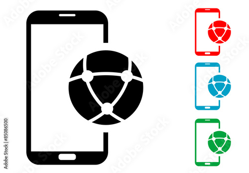 Pictograma internet smartphone con varios colores