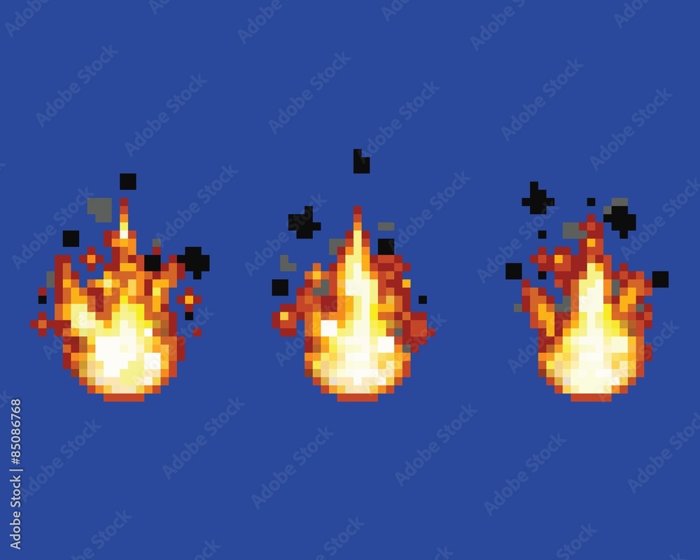 Raging flame - animation frames video game asset pixel art vector layer ...