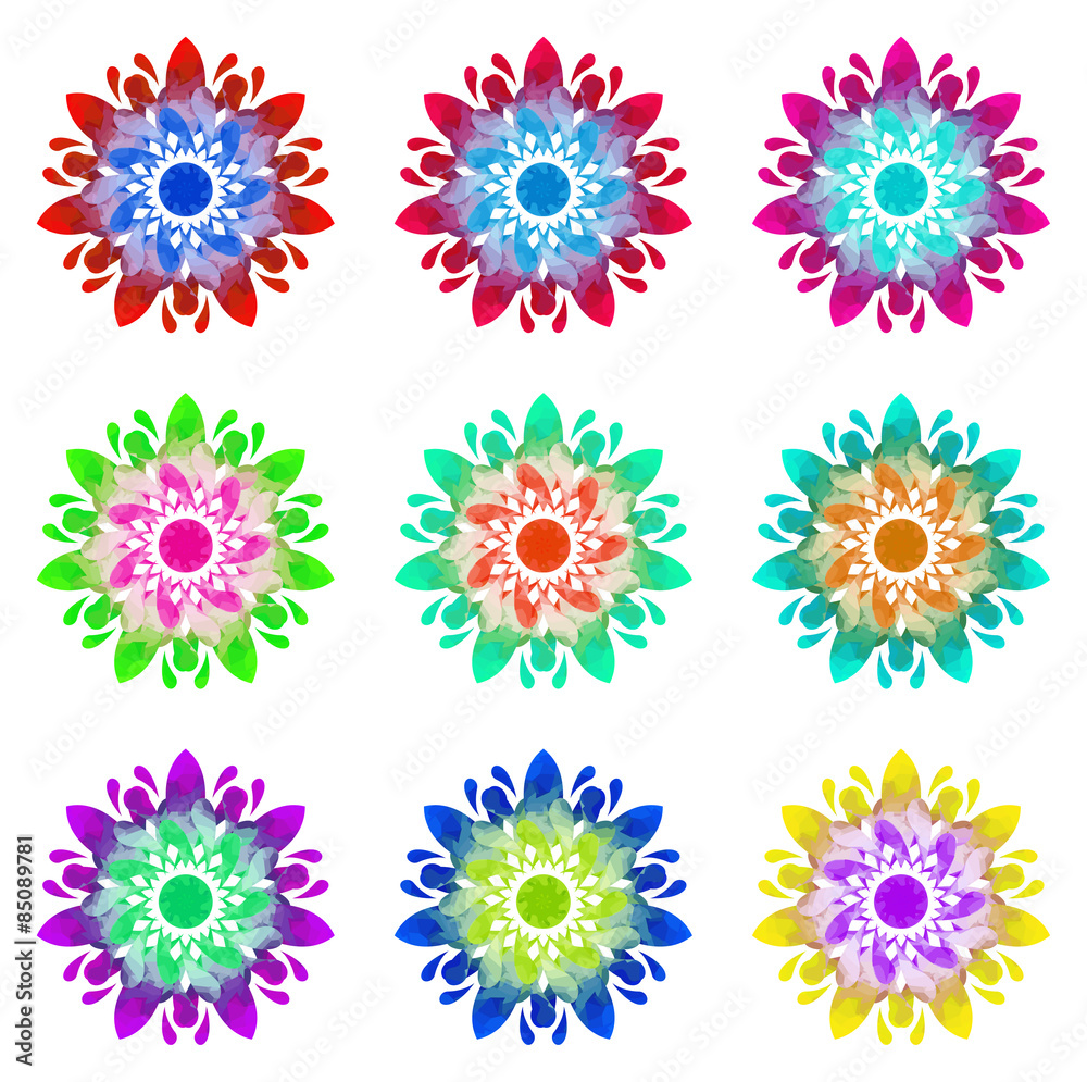 Watercolour pattern - Set of nine abstract flowers Watercolour pattern - Set of nine abstract flowers