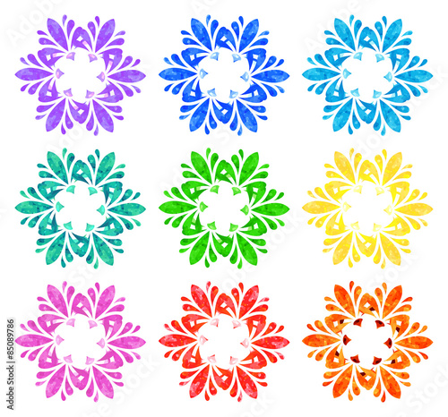 Watercolour pattern - Set of nine abstract flowers
