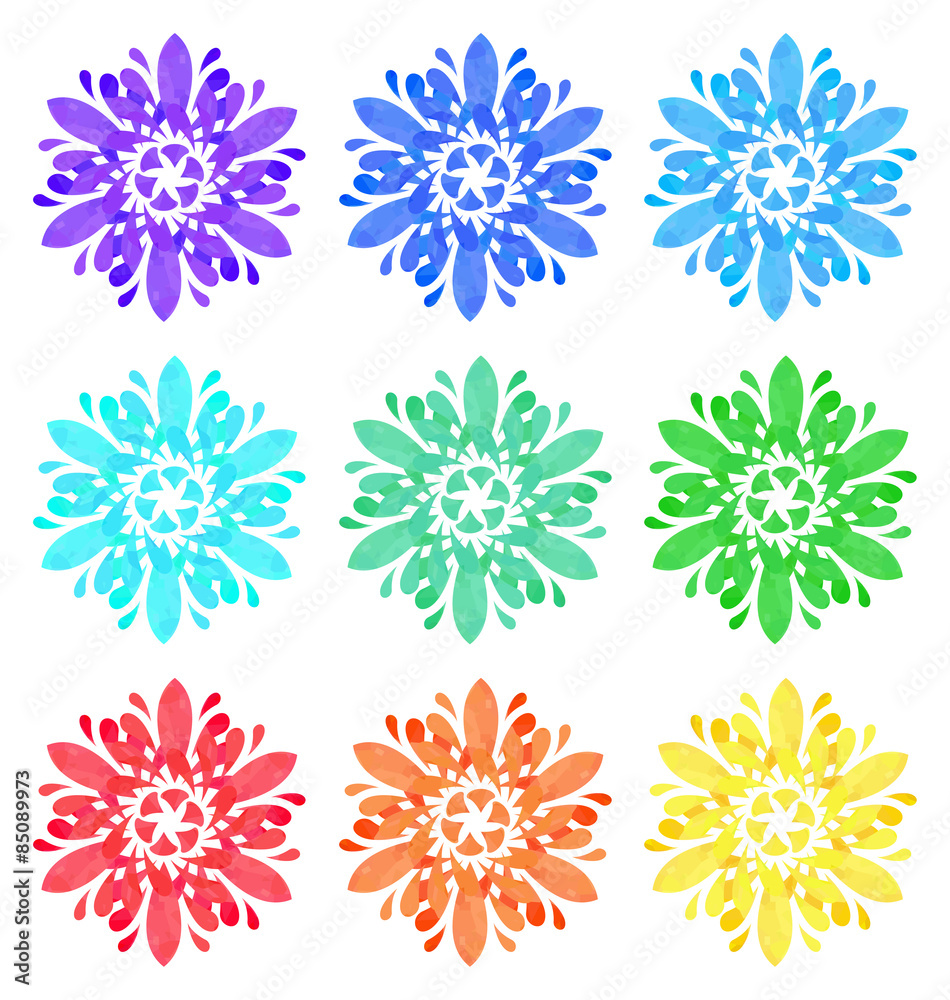 Watercolour pattern - Set of nine abstract flowers Watercolour pattern - Set of nine abstract flowers