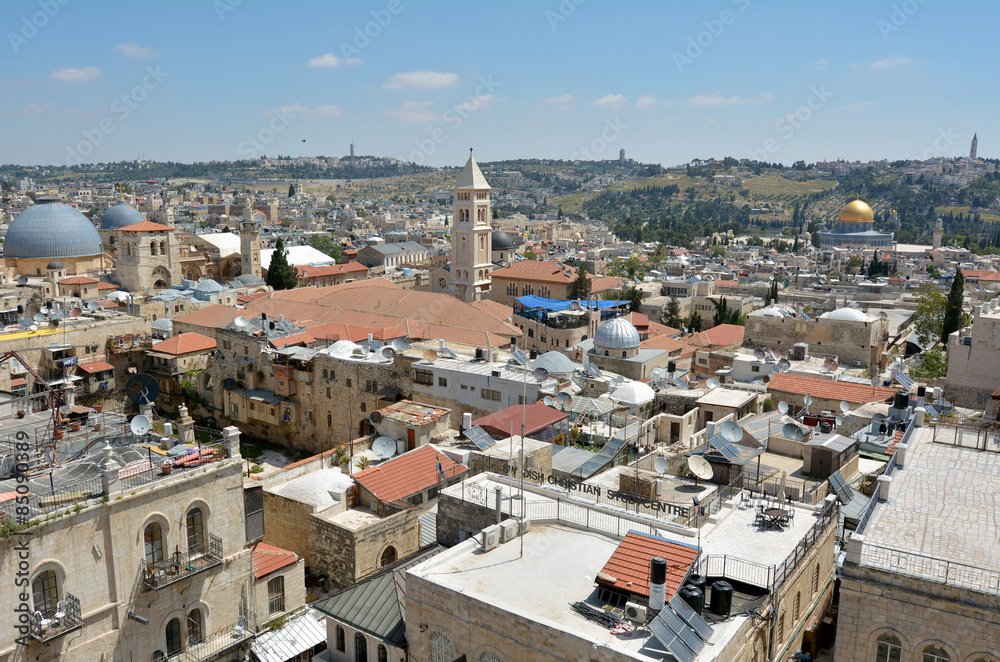 Urban aerial view of Jerusalem Old City - Israel