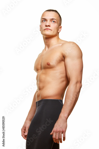 Fitness guy shirtless posing
