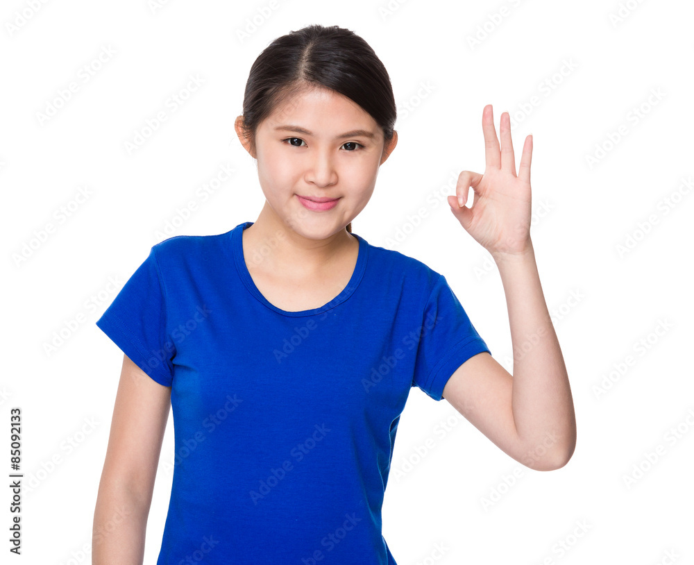 Young girl with ok sign gesture Young girl with ok sign gesture