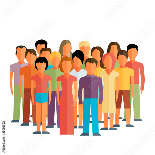 Flat illustration of society members with a large group 