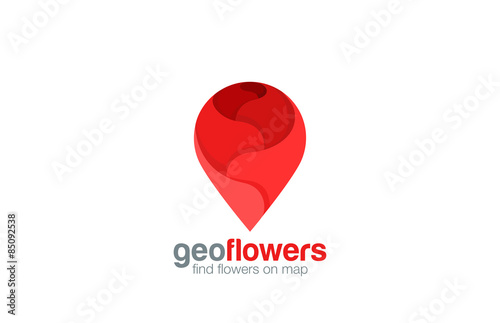 Geo pin Logo Flower shop design vector template...Map Navigation