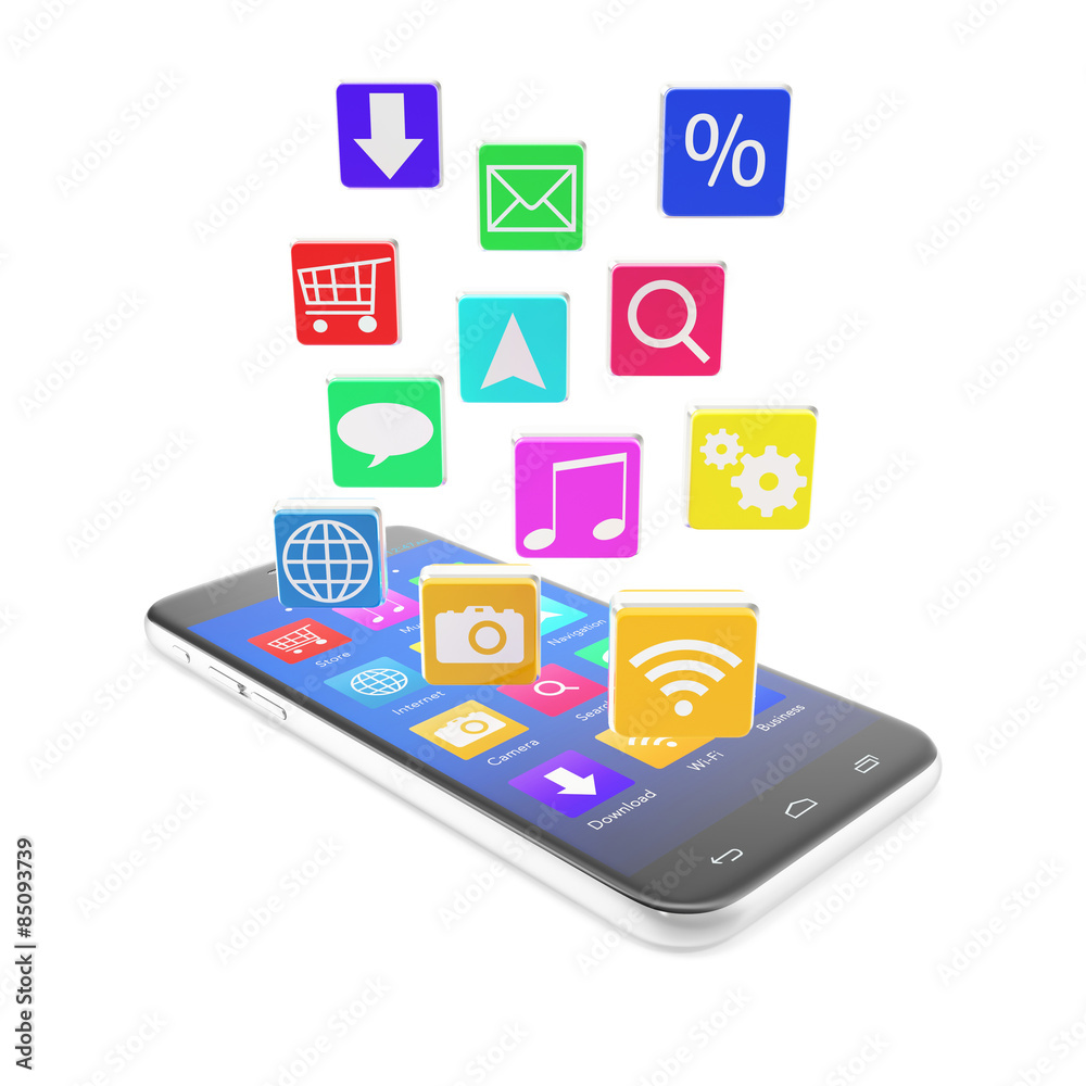 Smartphone touchscreen phone, with applications in the form of Smartphone touchscreen phone, with applications in the form of