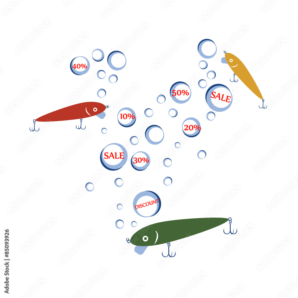 Fototapeta premium vector design with bait wobbler for sale fishing tackle shop