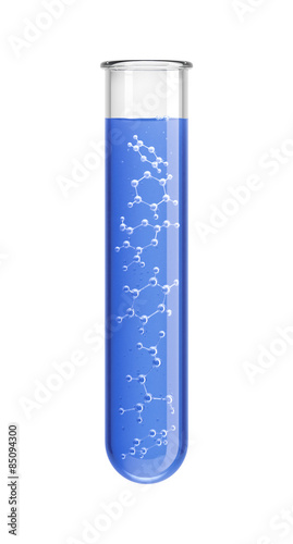 Test tube with molecule atom submerged