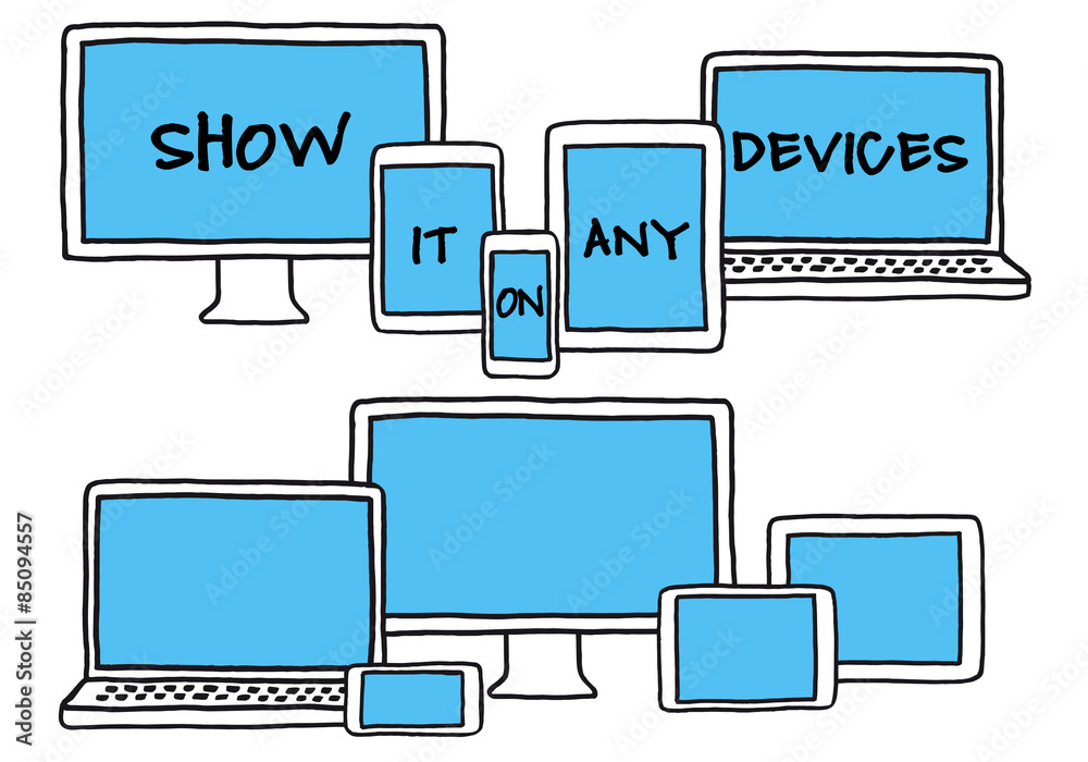 hand-drawn devices, vector set