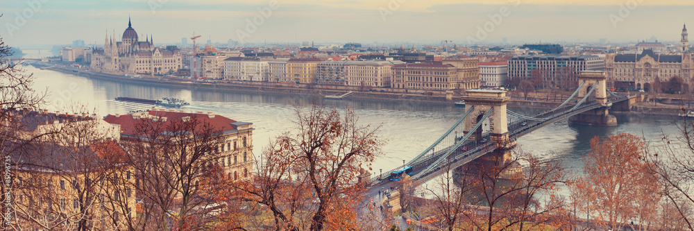 Viewpoint panorama of Budapest over Chain Bridge Viewpoint panorama of Budapest over Chain Bridge