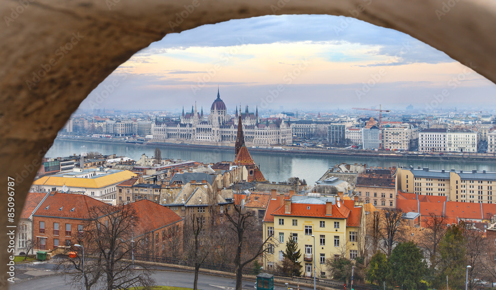 Obraz premium Viewpoint panorama of Budapest