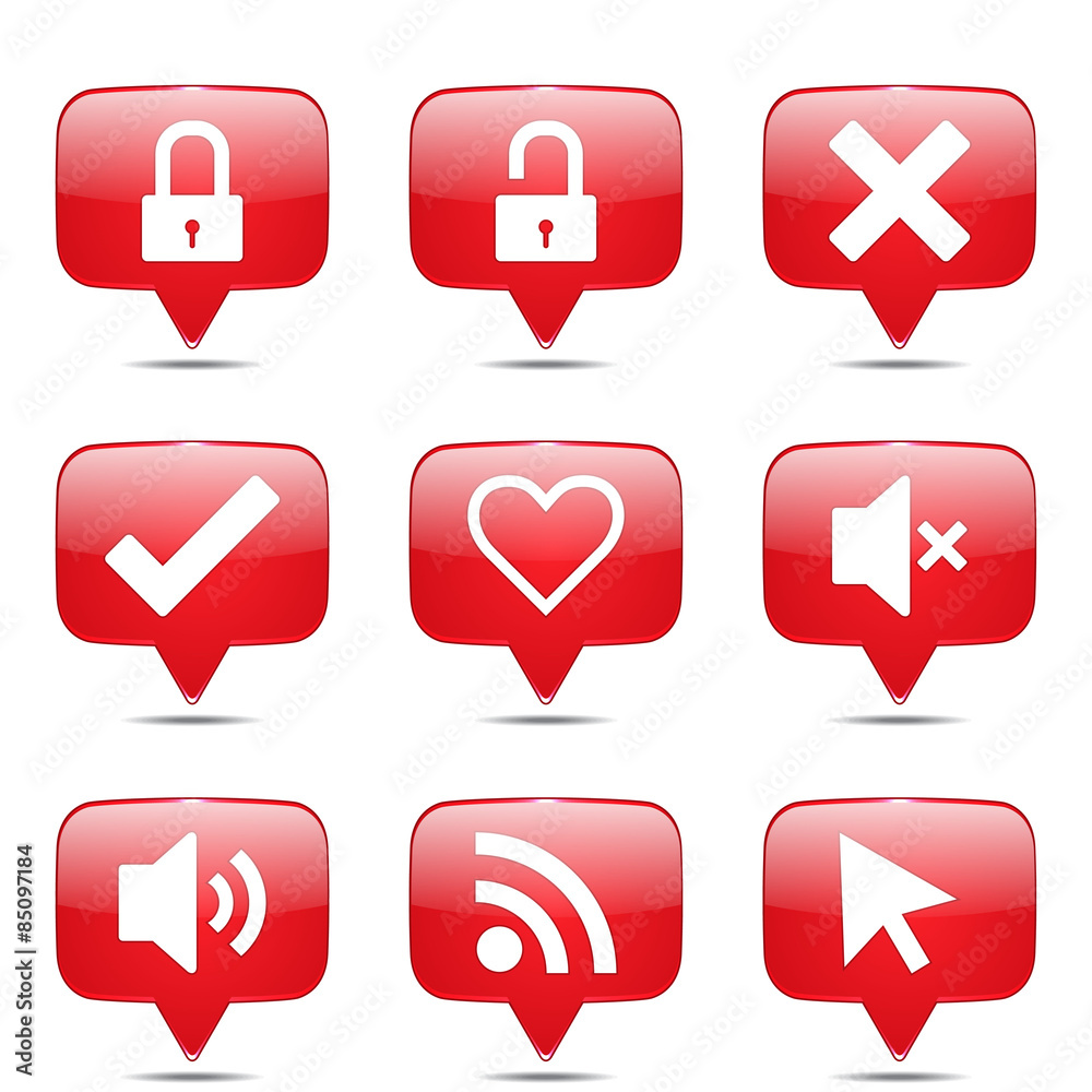 Obraz premium SEO Internet Sign Square Vector Red Icon Design Set 4