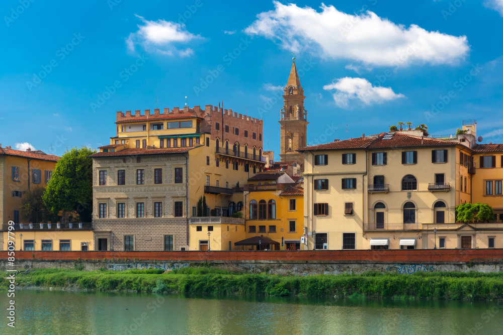 Quay of the river Arno in Florence, Italy