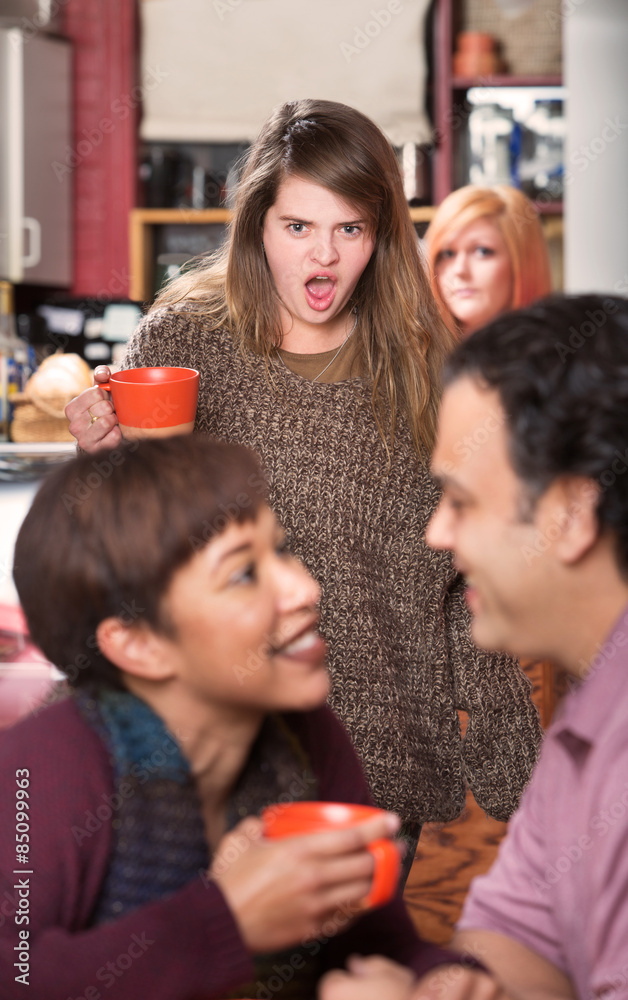 Shocked Woman Watching Couple