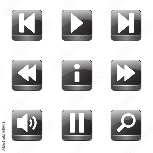 Free Download Multimedia Controller Square Vector Black Button Icon Design Set - GFXLoad