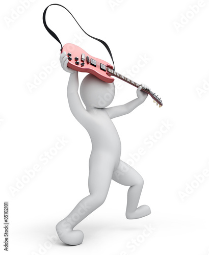 guitarist, 3d man breaks a guitar