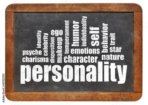 Photography personality word cloud on blackboard