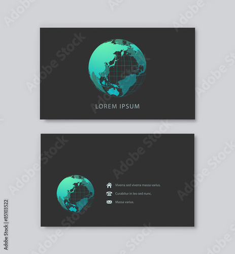 Modern business card template. Earth logo template.