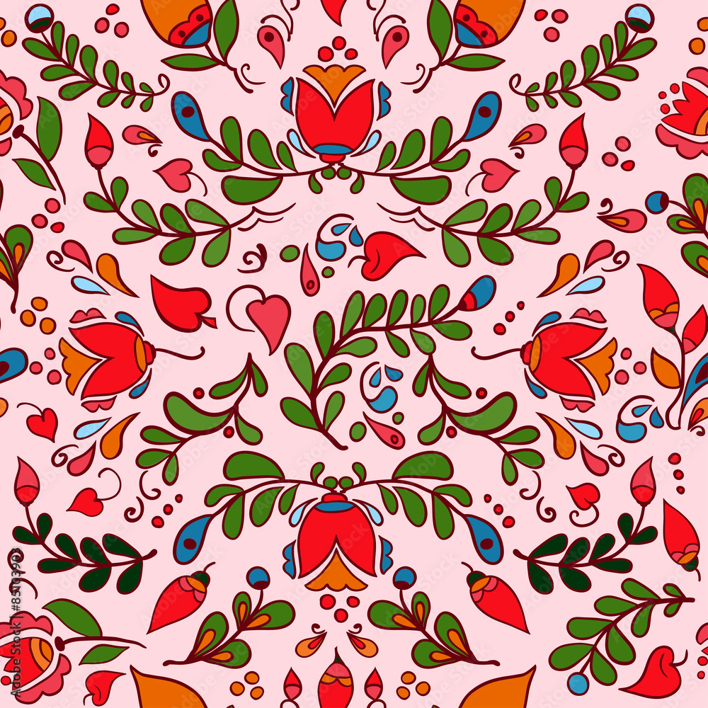 Fototapeta Ludowy ornament bez szwu tupot