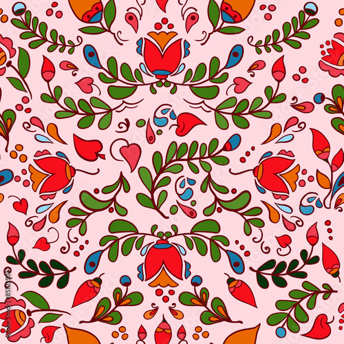 Fototapeta Ludowy ornament bez szwu tupot