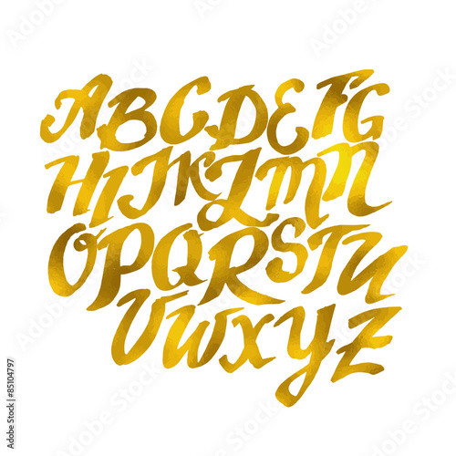 Gold Hand drawn Alphabet Pattern. Vector Eps10 illustration dood