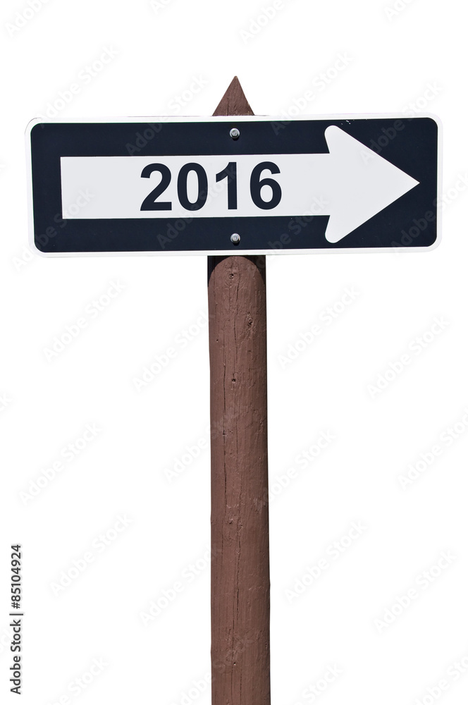 2016 on american road sign isolated on white 2016 on american road sign isolated on white