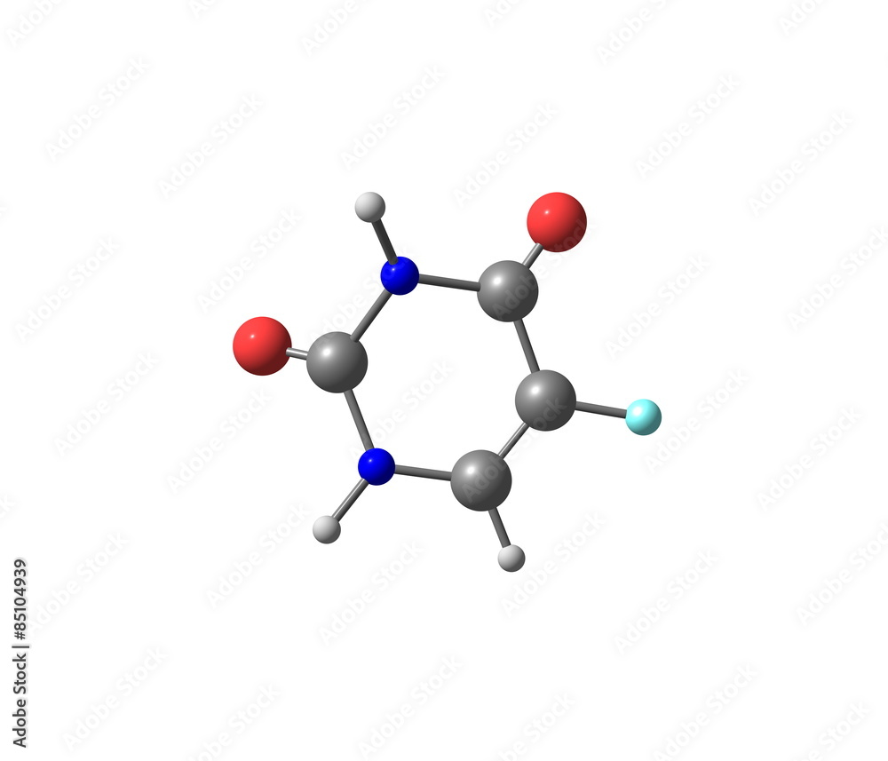 Fluorouracil molecule isolated on white Fluorouracil molecule isolated on white