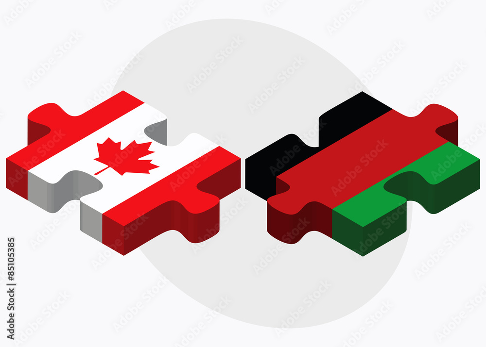 Canada and Afghanistan Flags in puzzle Canada and Afghanistan Flags in puzzle