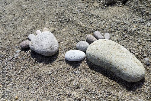 foot prints of stones on beach Lesvos