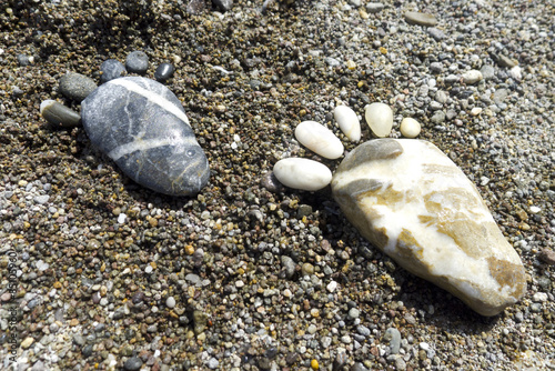 foot prints of stones on beach Lesvos photo