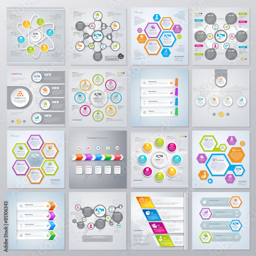 Collection of infographics elements in modern flat business style. 