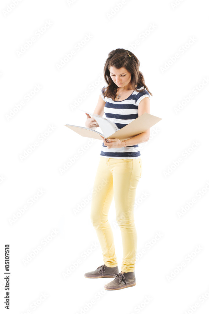 Woman holding a scrapbook Woman holding a scrapbook
