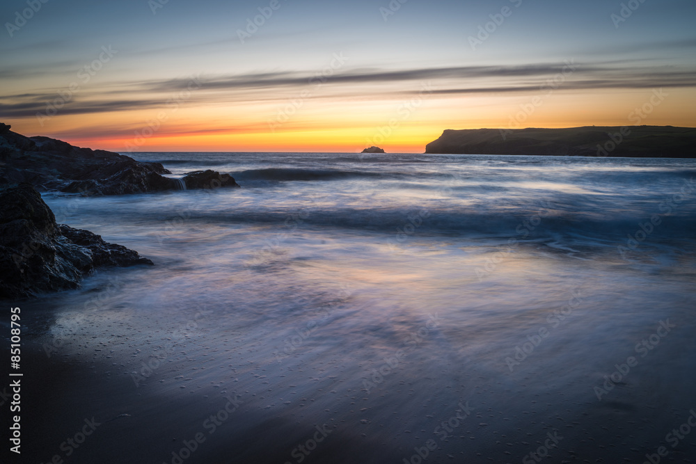 Obraz premium After The Sunset At Polzeath Cornwall