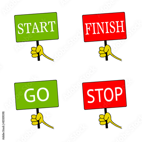 start and finish signboard color vector