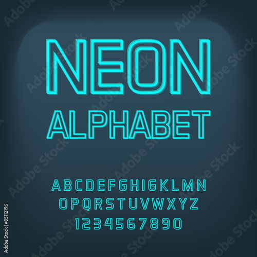 Neon font. Vector illustration.